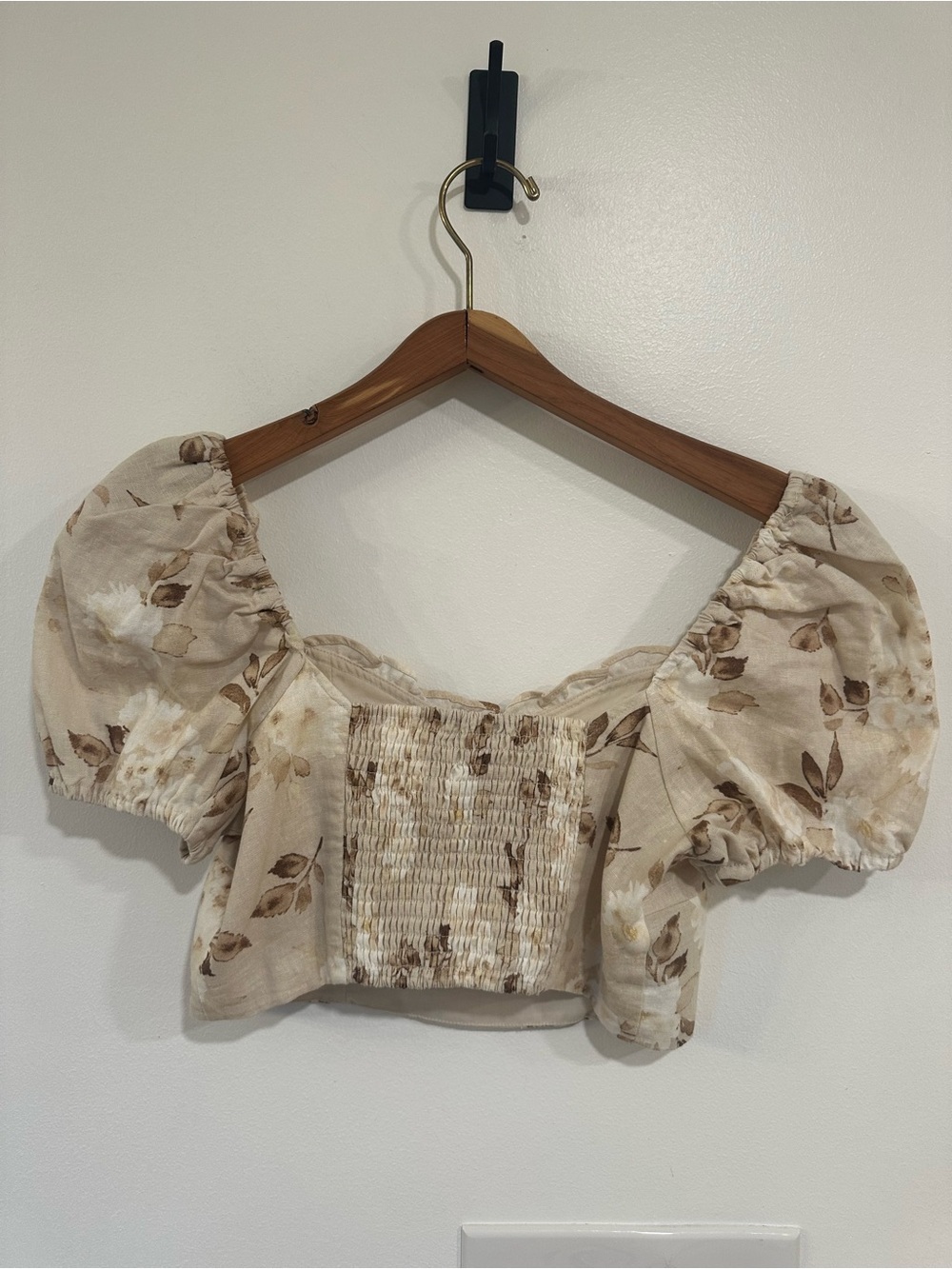 House of Harlow 1960 Samina Floral Linen Blend Puff Sleeve Top Women’s Size 4 - Picture 5 of 5